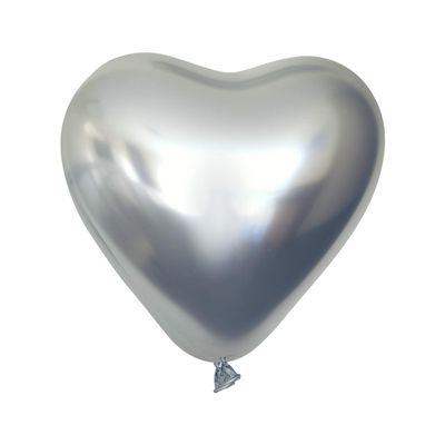 12" Kalisan Mirror Chrome Pink Heart Birthday Party Decoration Supply Latex Helium Balloons - Bag of 50