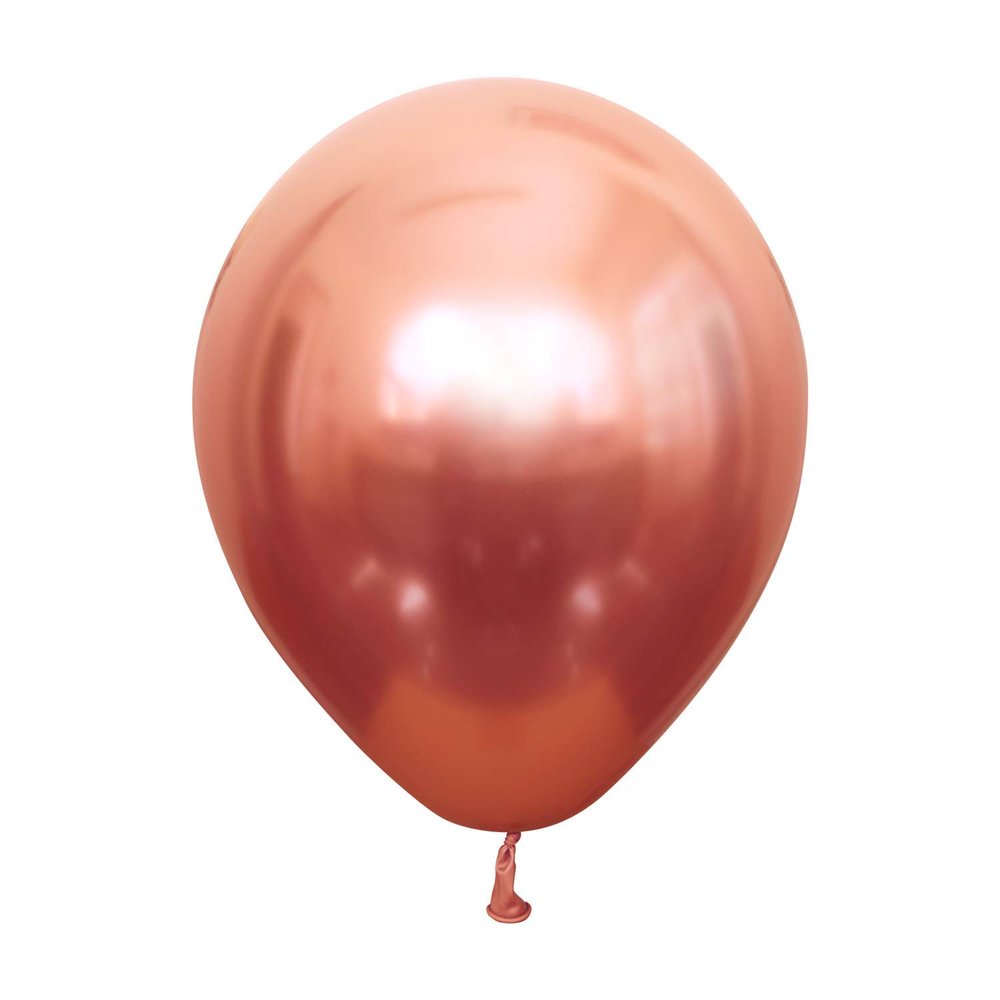 12" Kalisan Mirror Chrome Rose Gold Birthday Party Decoration Supply Latex Helium Balloons - Bag of 50