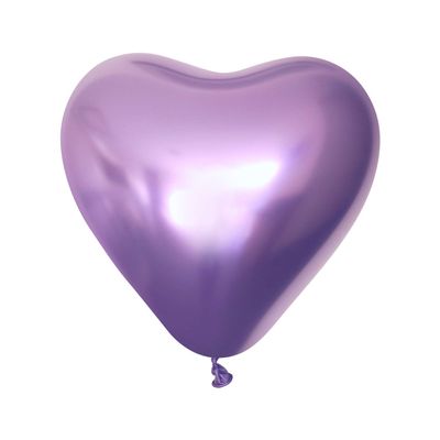 12" Kalisan Mirror Chrome Violet Heart Birthday Party Decoration Supply Latex Helium Balloons - Bag of 50