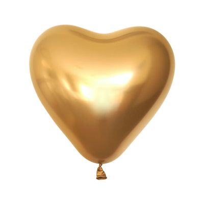12" Kalisan Mirror Chrome Gold Heart Birthday Party Decoration Supply Latex Helium Balloons - Bag of 50