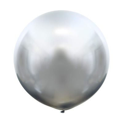 36" Kalisan Mirror Chrome Silver Birthday Party Decoration Supply Latex Helium Balloons - Bag of 2