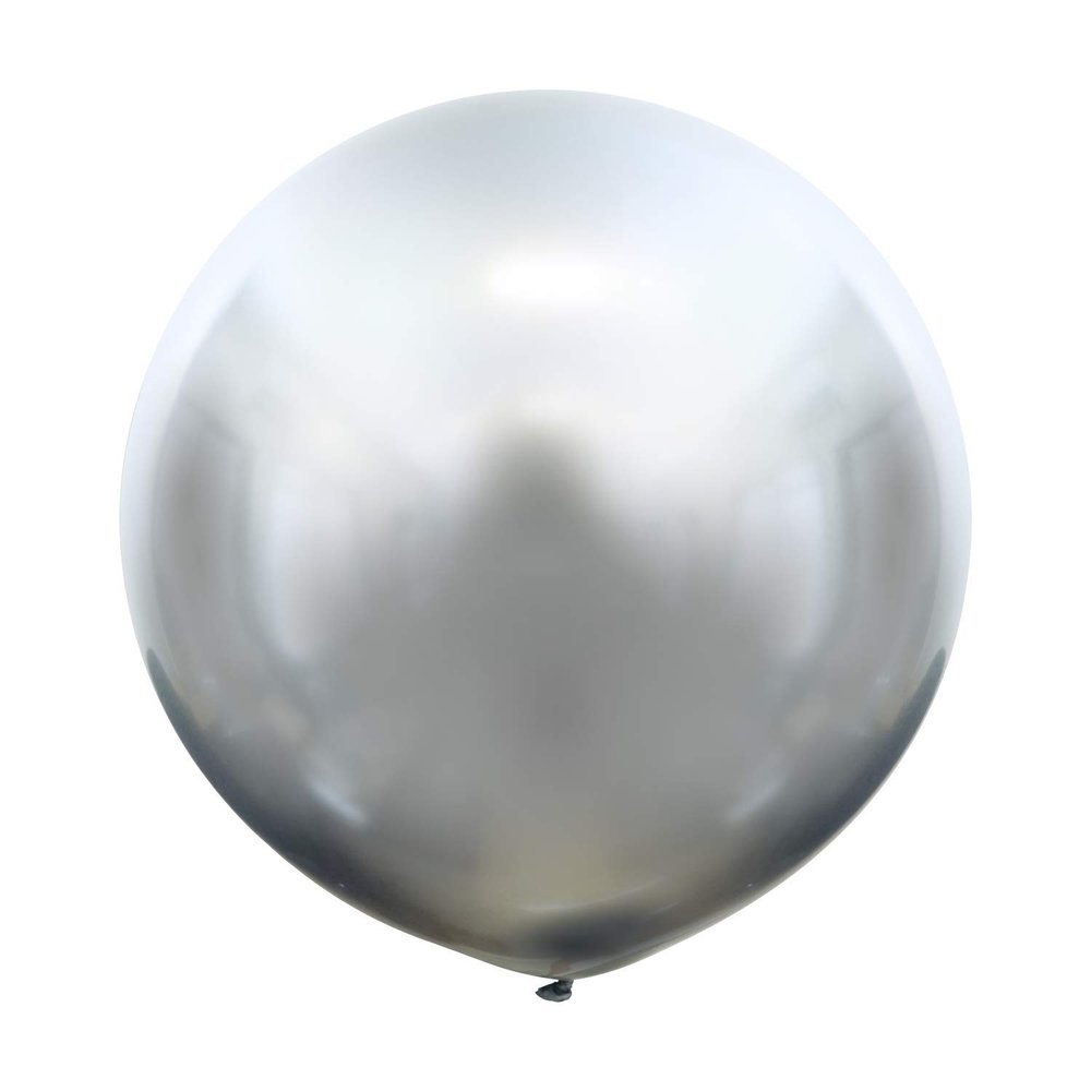 36" Kalisan Mirror Chrome Silver Birthday Party Decoration Supply Latex Helium Balloons - Bag of 2
