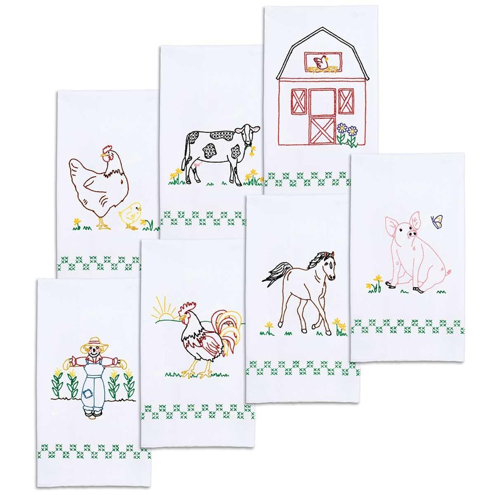 Jack Dempsey Needle Art - The Countryside Hand Towel Set, 28" x 17"