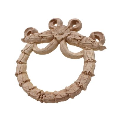 DUO ER Carved Flower Carving Round Wood Appliques Furniture Unpainted Mouldings Decal Decorative Figurine Decoration Maison