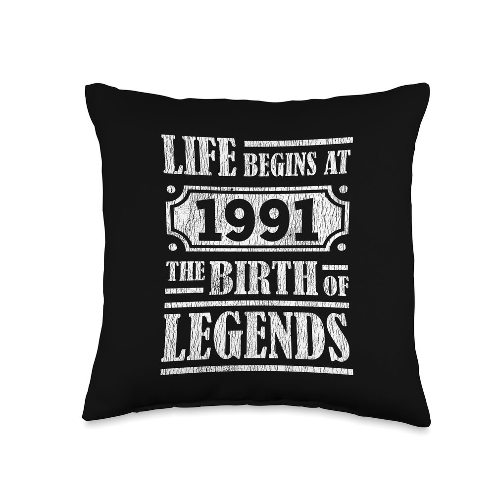 33 Year Old Life Begins 1991 Birth Of Legends 33rd Birthday Throw Pillow