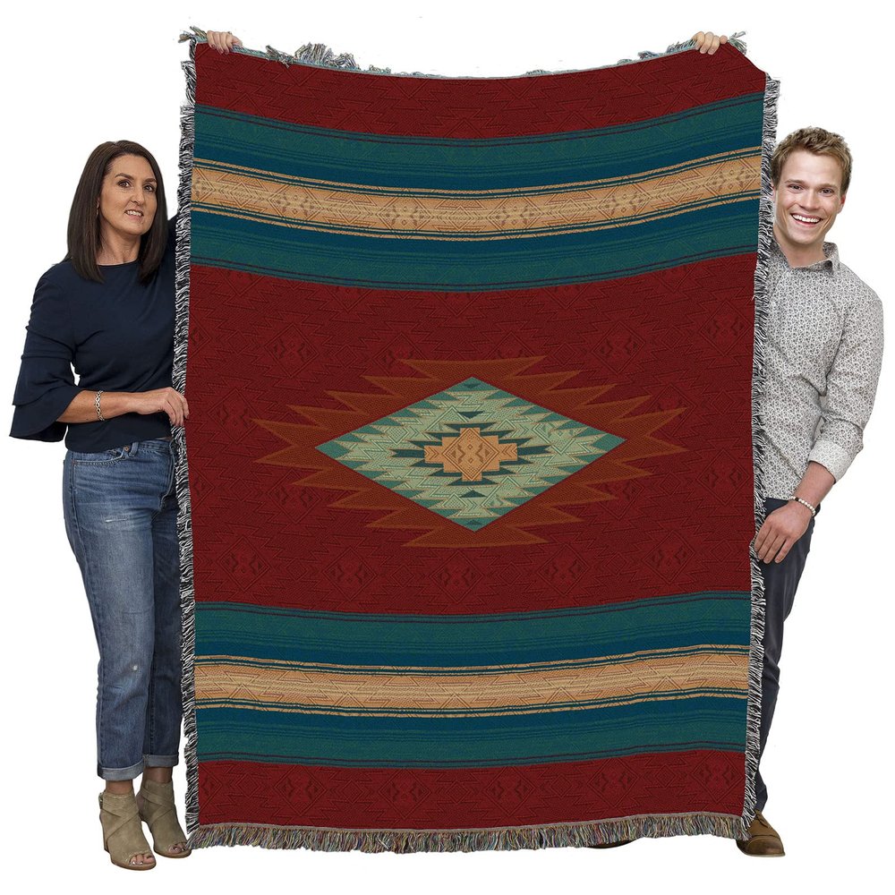 Pure Country Weavers San Isabel Blanket - Southwest Native American Inspired - Gift Tapestry Throw Woven from Cotton - Made in The USA (72x54)