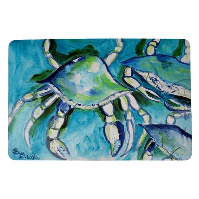Betsy Drake White Crabs Door Mat 18x26