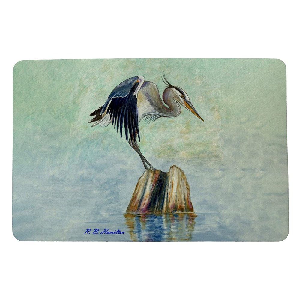 Betsy Drake Balancing Heron Door Mat 18x26