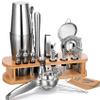 24-Piece Cocktail Shaker Bartender Kit with Stand, Boston Shaker, Mixing Spoon, Muddler, Measuring Jigger, Lemon Squeez, Tongs, Corkscrew, Liquor Pourers and More Professional Bar Tools view 1