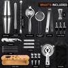 24-Piece Cocktail Shaker Bartender Kit with Stand, Boston Shaker, Mixing Spoon, Muddler, Measuring Jigger, Lemon Squeez, Tongs, Corkscrew, Liquor Pourers and More Professional Bar Tools view 2