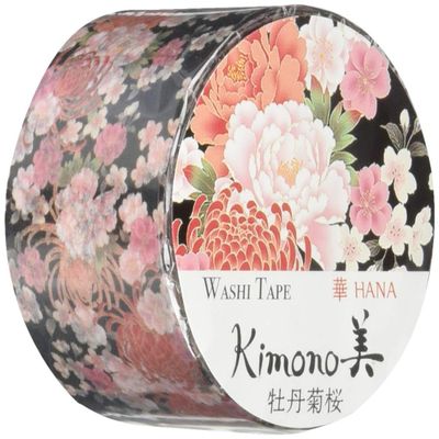 (Kamiiso) Kamiso Sansho GR-1010 Masking Tape, Peony Chrysanthemum, 1.0 inches (25 mm) x 16.4 ft (5 m)