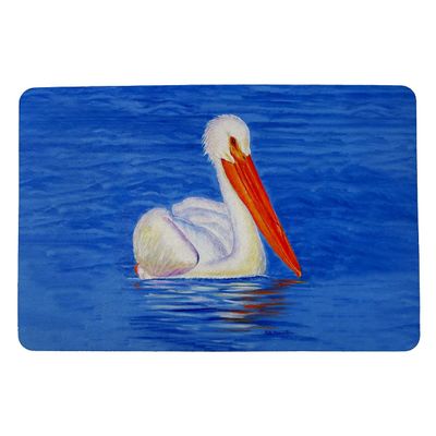 Betsy Drake White Pelican Portrait Door Mat 18x26