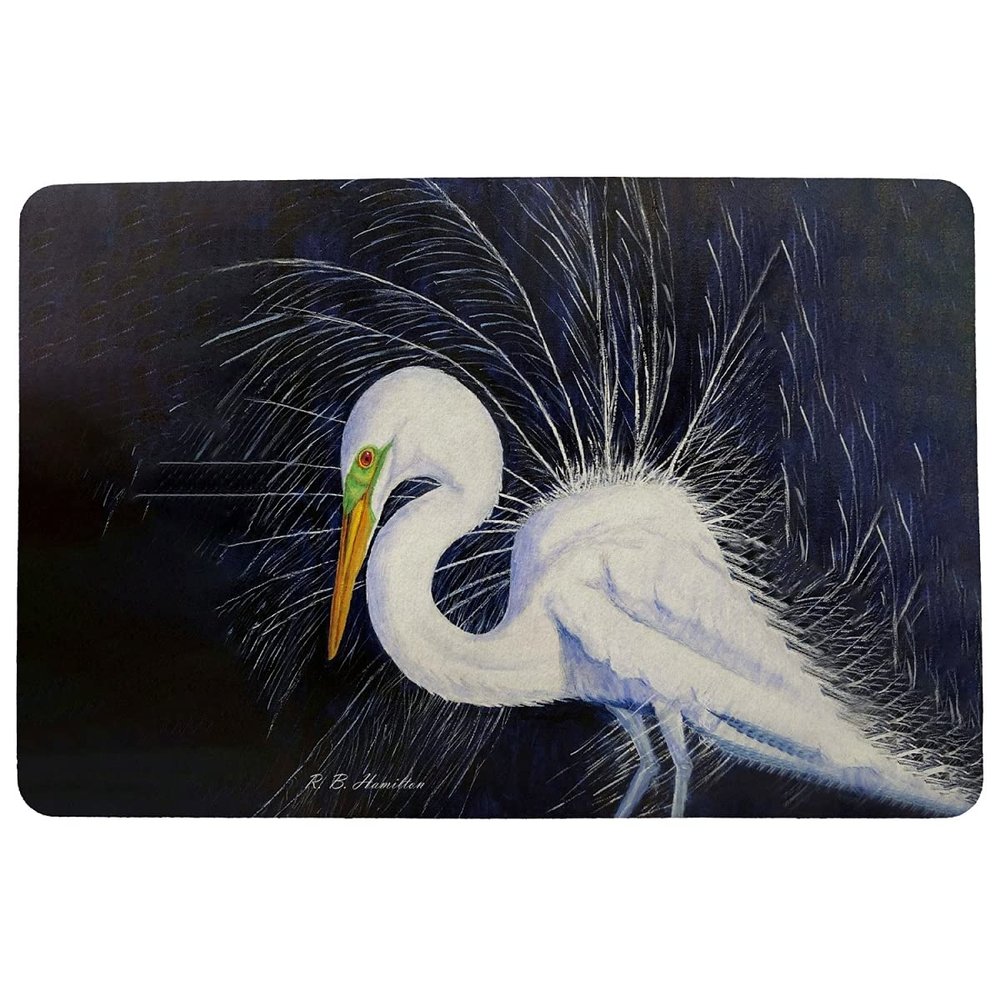 Betsy Drake Breeding Egret Door Mat 18x26