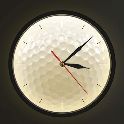 Geek Alerts Golf Ball Round Frameless Wall Clock with Sound Control LED Night Light Silent Non Ticking 3D Vision Metal Frame Wall Watch Sports Golf Club Wall Art Golfers Gift