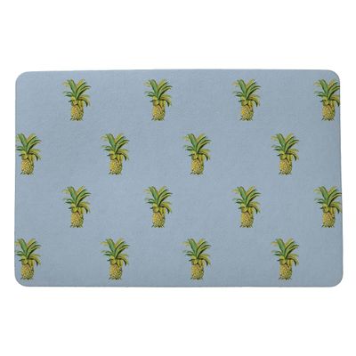 Betsy Drake Multi Pineapple on Blue Door Mat 18x26