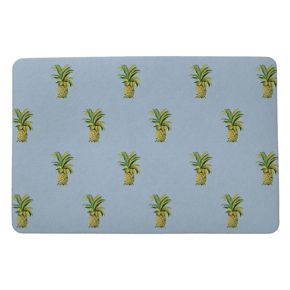 Betsy Drake Multi Pineapple on Blue Door Mat 18x26