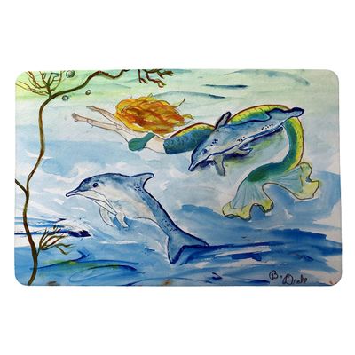 Betsy Drake Mermaid and Dolphins Small Door Mat