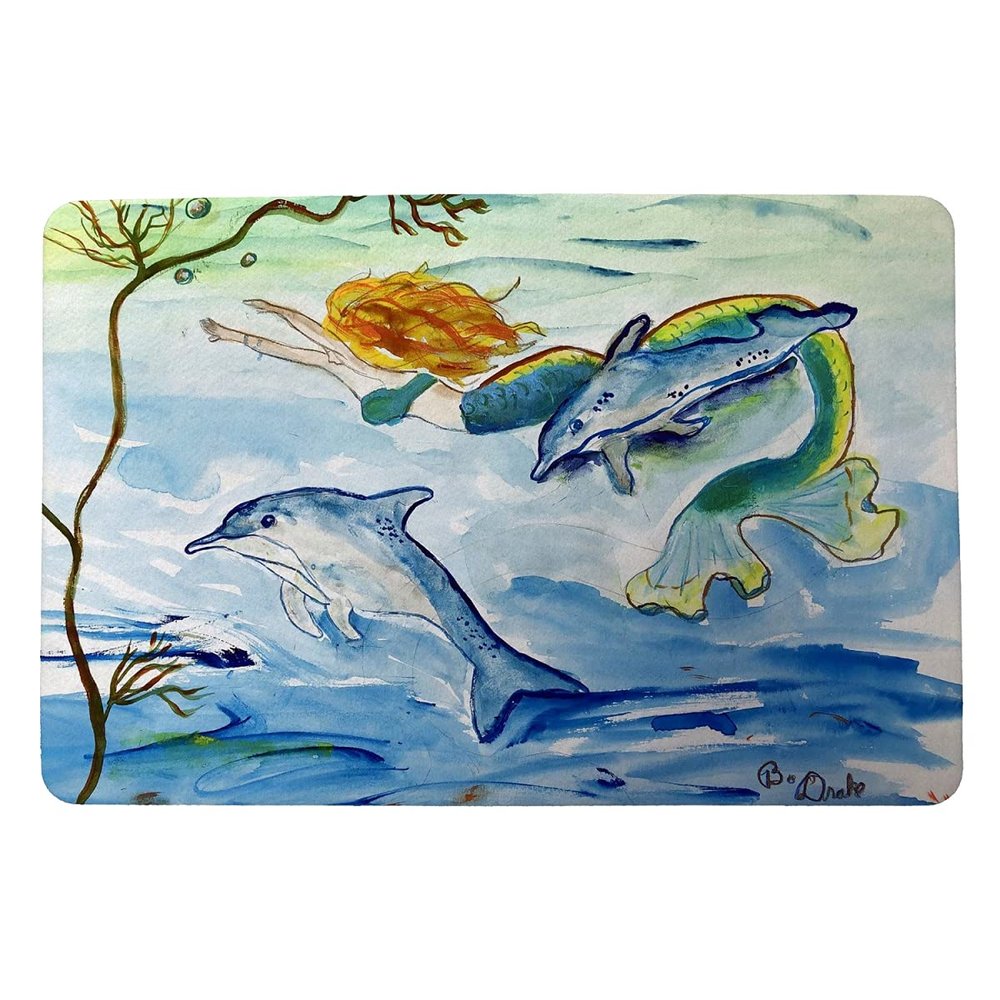 Betsy Drake Mermaid and Dolphins Small Door Mat