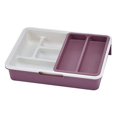Lagaga Drawer Organizer Trays Dividers Adjustable Separate Storage Box for Kitchen Utensils Makeups Stationery (Purple)