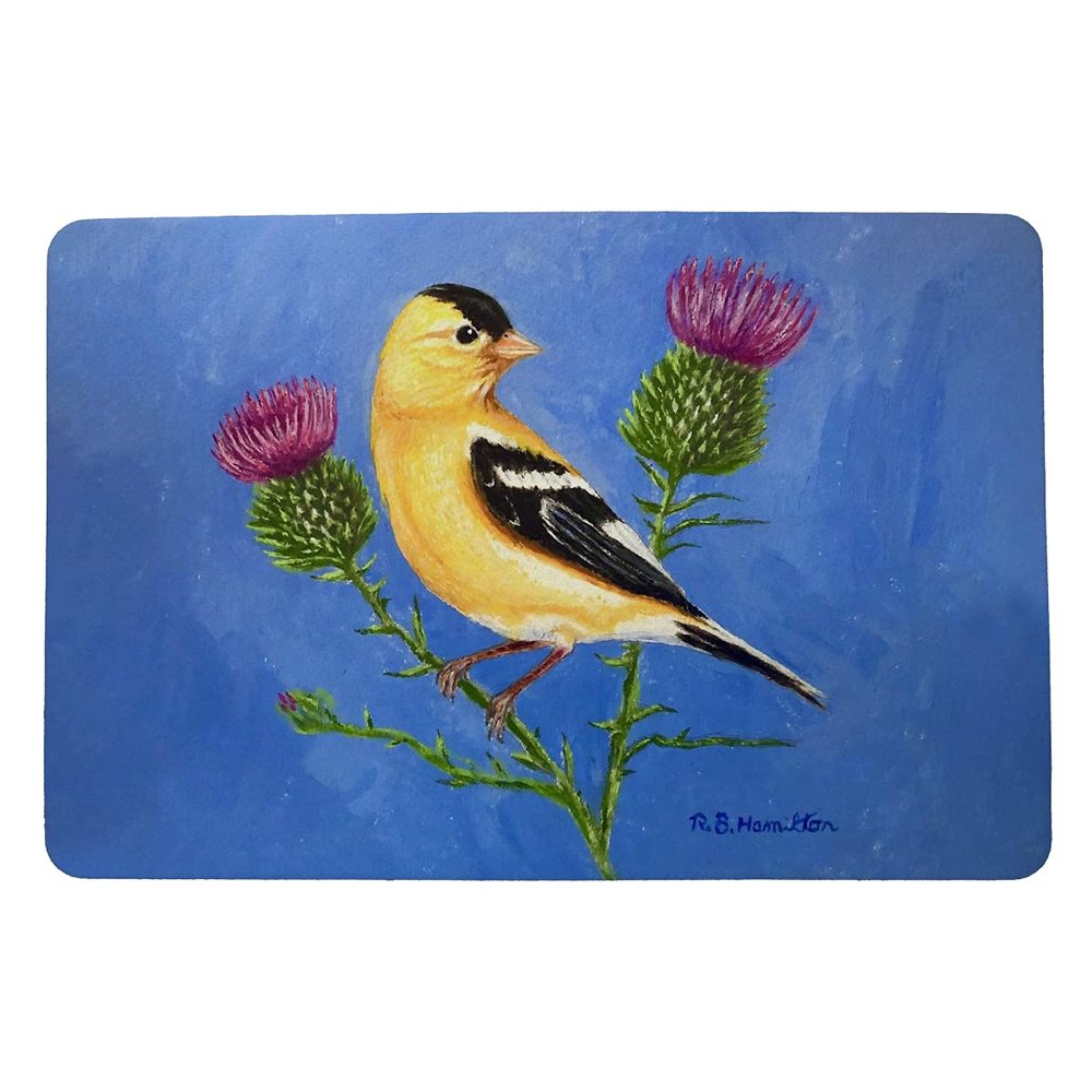 Betsy Drake Goldfinch & Thistle Door Mat 18x26