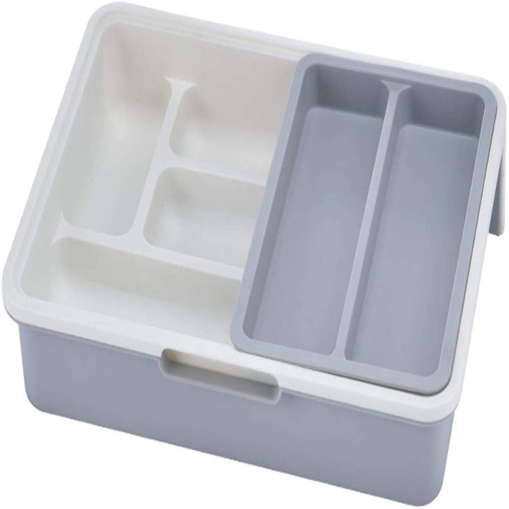 Lagaga Drawer Organizer Trays Dividers Adjustable Separate Storage Box for Kitchen Utensils Makeups Stationery (Grey)
