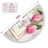 Christmas Tree Skirt, 3D Pink Tulips and Gift Box on Wooden Happy Mother's Day Tree Mat with Tassel, Xmas Large Tree Mat for Christmas Party Decorations 30" inches view 2