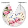 Christmas Tree Skirt, 3D Pink Tulips and Gift Box on Wooden Happy Mother's Day Tree Mat with Tassel, Xmas Large Tree Mat for Christmas Party Decorations 30" inches view 3