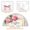 Christmas Tree Skirt, 3D Pink Tulips and Gift Box on Wooden Happy Mother's Day Tree Mat with Tassel, Xmas Large Tree Mat for Christmas Party Decorations 30" inches view 4