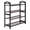 4-Tier Shoe Rack, Bamboo Stackable Shoe Shelf Storage Organizer Wooden Shoe Rack for Entryway, Hallway, and Closet Shoe Stand (Coffee) view 1
