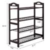 4-Tier Shoe Rack, Bamboo Stackable Shoe Shelf Storage Organizer Wooden Shoe Rack for Entryway, Hallway, and Closet Shoe Stand (Coffee) view 2