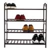 4-Tier Shoe Rack, Bamboo Stackable Shoe Shelf Storage Organizer Wooden Shoe Rack for Entryway, Hallway, and Closet Shoe Stand (Coffee) view 3