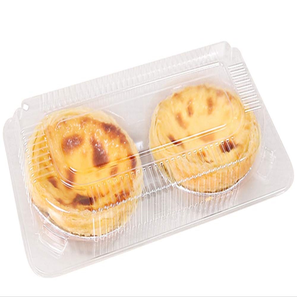 2-Compartment Clear Plastic Egg Tart Container Disposable Plastic Cupcake Containers Individual Single Muffin Cake Mooncake Container Box for Party Wedding,50 Pack