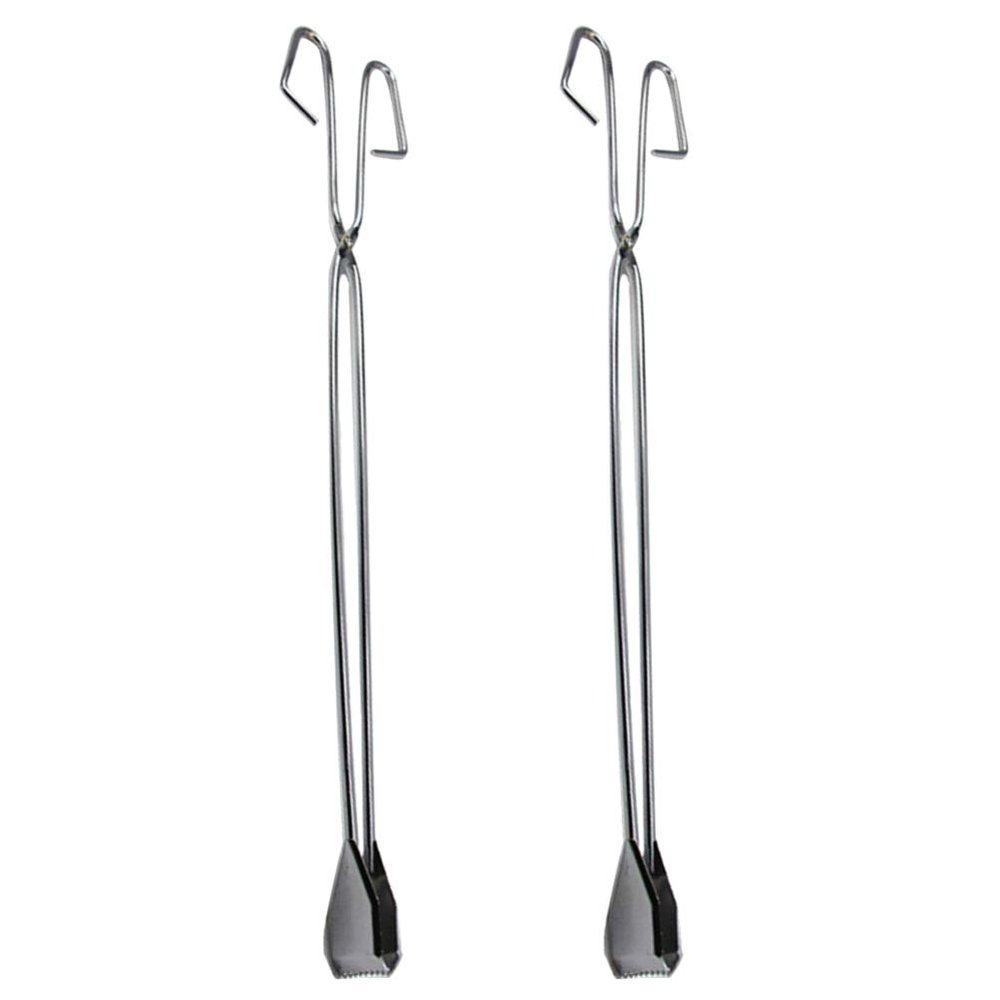 Cabilock 2pcs Stainless Steel Grabber Tool Small Kitchen Tongs Trash Picker Upper for BBQ Grill Heavy Duty Scissor Tongs Garbage Tool Outdoor Accessories (60cm)