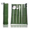 JASHII Reusable Travel Utensils 7 Pieces Stainless Steel Flatware Set with Portable Pouch Eco-friendly Camping Silverware Set with Chopsticks Straws for Travel Kithchen view 1