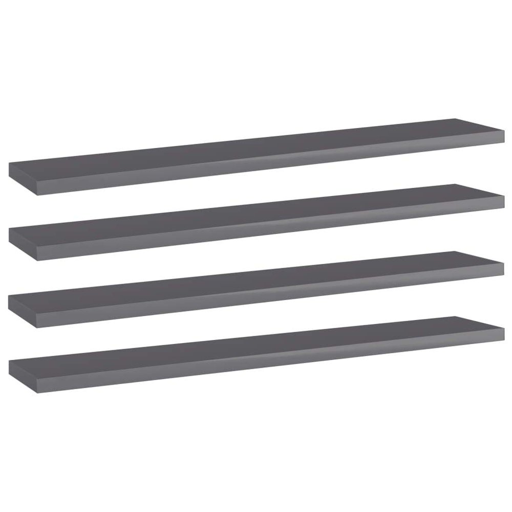 vidaXL Floating Shelves 4 Pcs, Wall Shelving with Invisible Mounting System, Display Shelf, Wall Shelf Unit, Modern, High Gloss Gray Engineered Wood