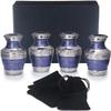 BOLD & DIVINE Small Silver Linings Purple Keepsake Urns |for Human Ashes | Handcrafted | Mini Urn Set of 4 with Box and Velvet Bags view 1