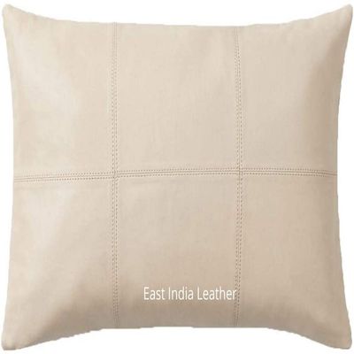 100% Lambskin Leather Pillow Cover - Sofa Cushion Case - Decorative Throw Covers for Living Room & Bedroom - Beige (Beige, 12'' X 20'' Pack of 2)