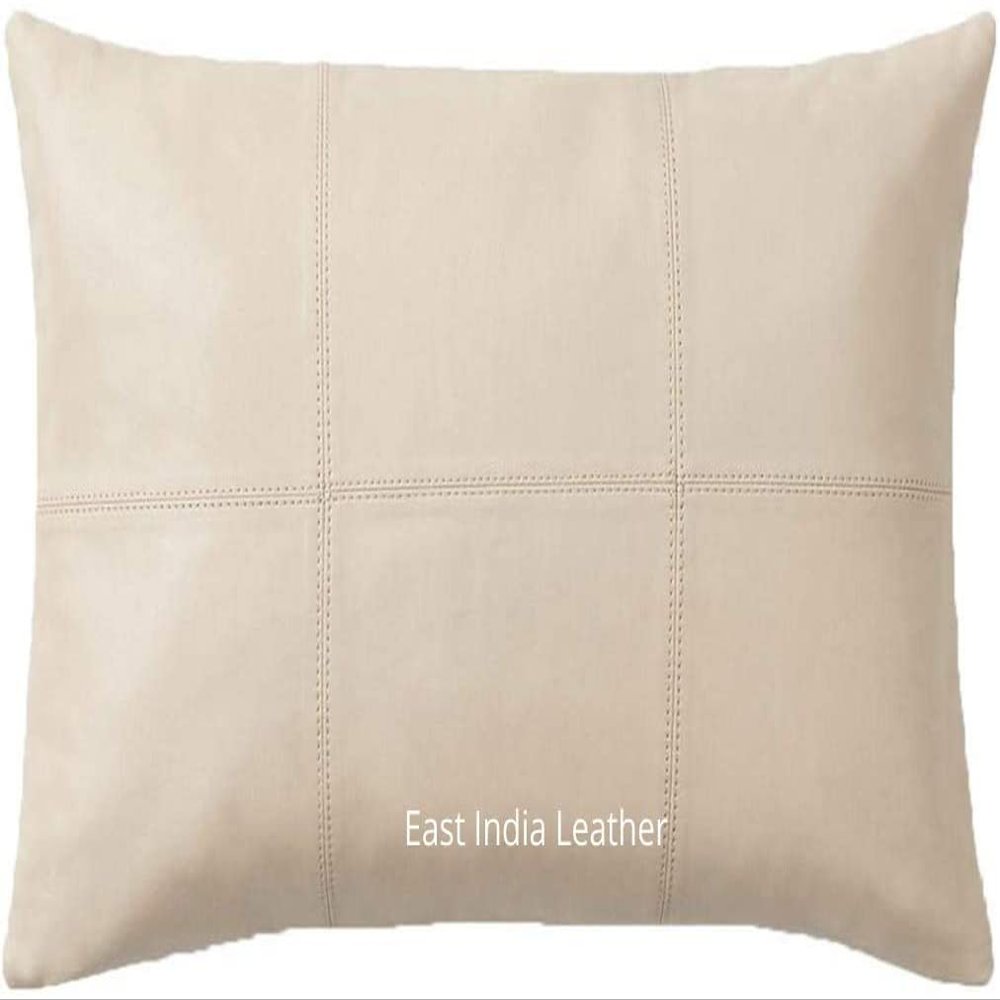 100% Lambskin Leather Pillow Cover - Sofa Cushion Case - Decorative Throw Covers for Living Room & Bedroom - Beige (Beige, 12'' X 20'' Pack of 2)