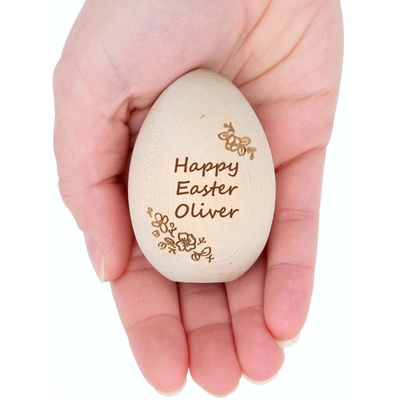 Personalized Engraved Wooden Easter Egg, Baby Birth Announcement