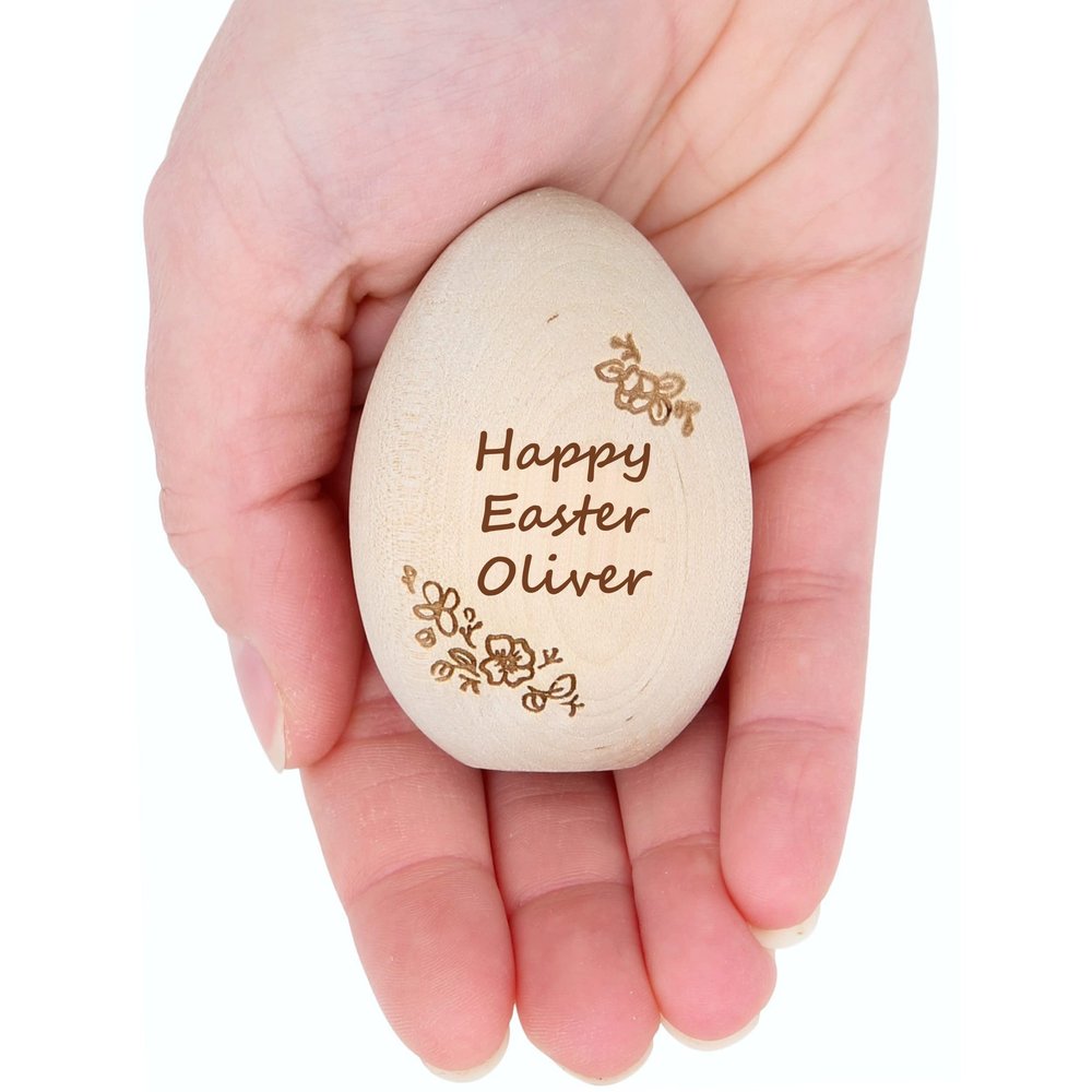 Personalized Engraved Wooden Easter Egg, Baby Birth Announcement
