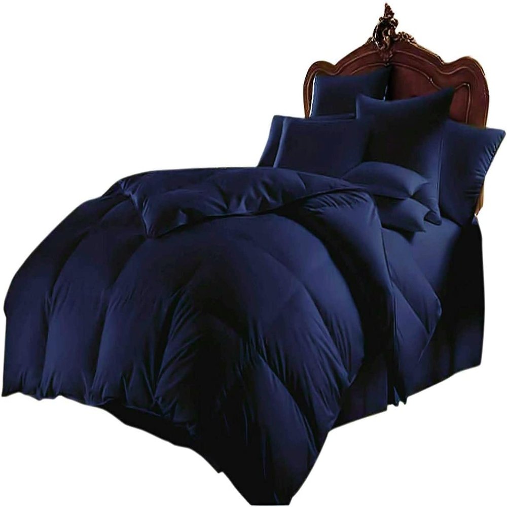 Impression Bedding Luxurious 500 Thread Count 1 Piece Down Alternative Comforter 300 GSM Microfiber Full Light Weight 100% Egyptian Cotton (Oversized King-98"x120", Navy Blue)