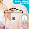 Amiff Velvet Hangers, Non Slip Clothing Hangers, Black Thin Design, 360 Rotating Chrome Hook, Notched Shoulders, 17.5 Inch, Pack of 150 view 2