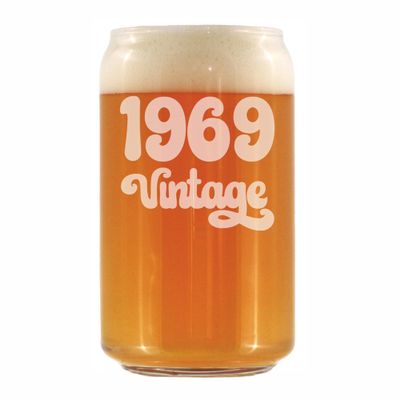 Bevvee Vintage 1969 Beer Can Pint Glass - 57th Birthday Gifts for Men or Women Turning 57 - Fun Bday Party Decor - 16 oz
