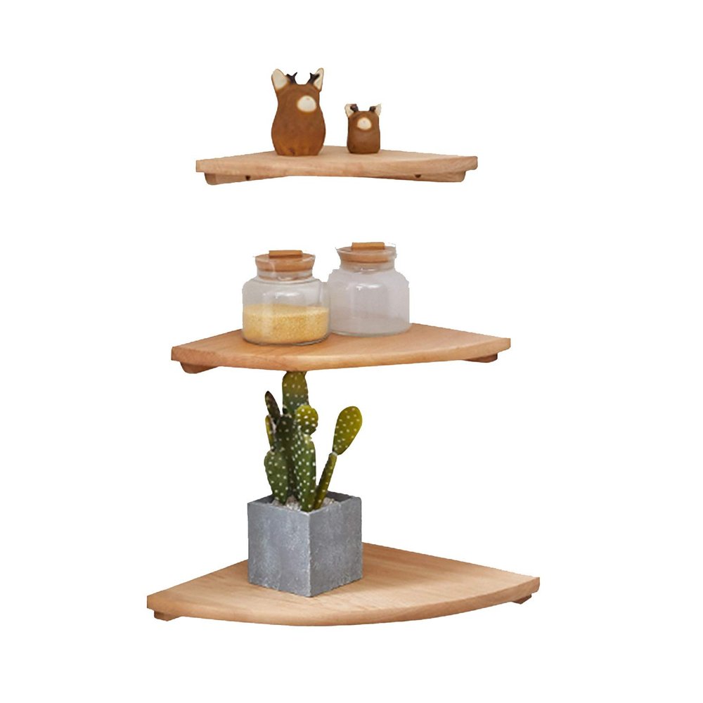 FUFU Wooden Corner ShelfRound Hanging Wall Mounted Floating Shelves Storage Display Racks Bedroom Home Dcor