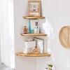FUFU Wooden Corner ShelfRound Hanging Wall Mounted Floating Shelves Storage Display Racks Bedroom Home Dcor view 2