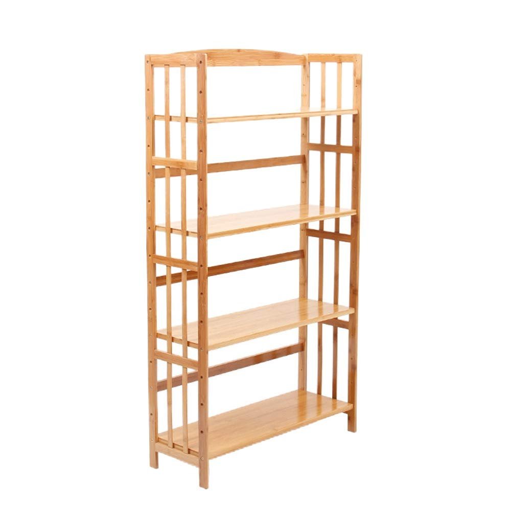 FUFU Bamboo Book Shelf Storage Shelf, Height Adjustable, Kitchen Independent Storage Shelf Plant Shelf (Size : 4-Tier)