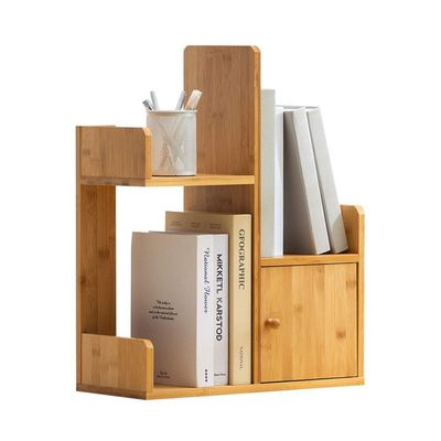 FUFU Bamboo Storage Shelf Bookcase with Drawers, DIY Desktop and Storage Shelf, Home and Office Bookcase
