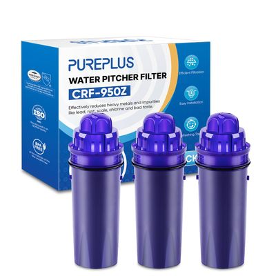 PUREPLUS CRF950Z Pitcher Water Filter Replacement for Pur PPF900Z, PPF951K, PPT700W, CR-1100C, DS-1800Z, CR-6000C, PPT711W, PPT711, PPT710W, PPT111W, PPT111R Pitchers and Dispensers,3PACK