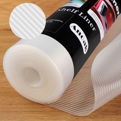 Anoak Shelf Liner Cabinet Liner, Non Adhesive Drawer Liner, Washable 20 Inch x 30 FT(360 Inch) Waterproof Durable Non-Slip Shelf Liner for Kitchen, Drawer, Refrigerator Stripe Clear