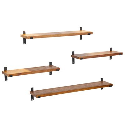 FUFU Wall Partition, Used for Wall Shelf, A Set of 4, Solid Wood Shelf, Metal Frame, Maximum Load-Bearing 15kg